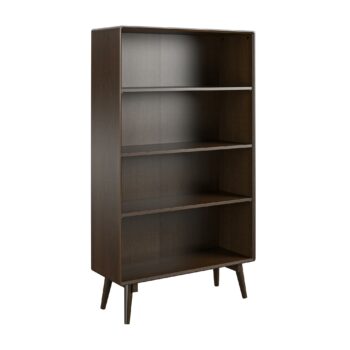 Novogratz Brittany Retro 4 Shelf Bookcase in Walnut Wood Veneer-0
