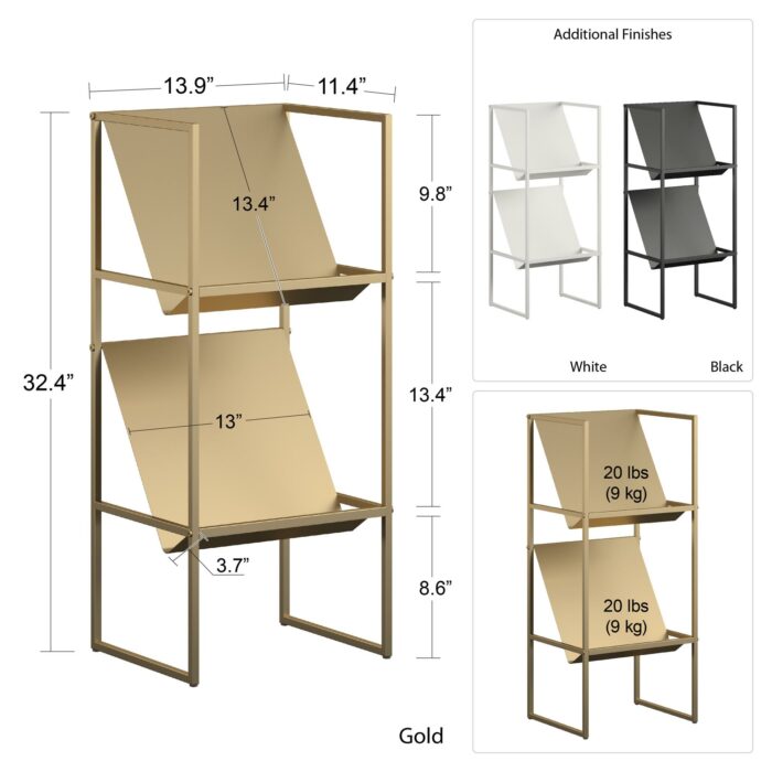 Novogratz Helix Vinyl Record Storage in Black/Gold-22798