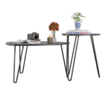 Novogratz Athena Nesting Tables Black/White Marble-0