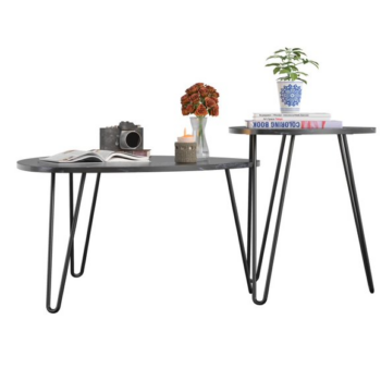 Novogratz Athena Nesting Tables Black/White Marble-0