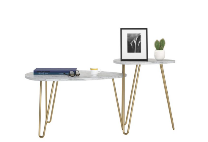 Novogratz Athena Nesting Tables Black/White Marble-22705