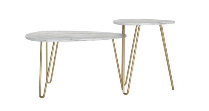 Novogratz Athena Nesting Tables Black/White Marble-22706