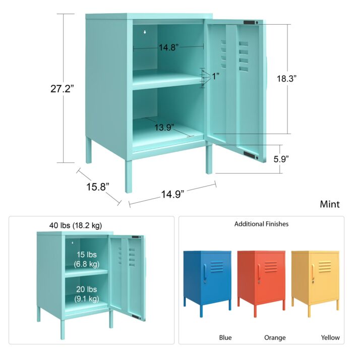 Novogratz Cache Metal Locker End Table Blue/Mint/Orange/Yellow-22750