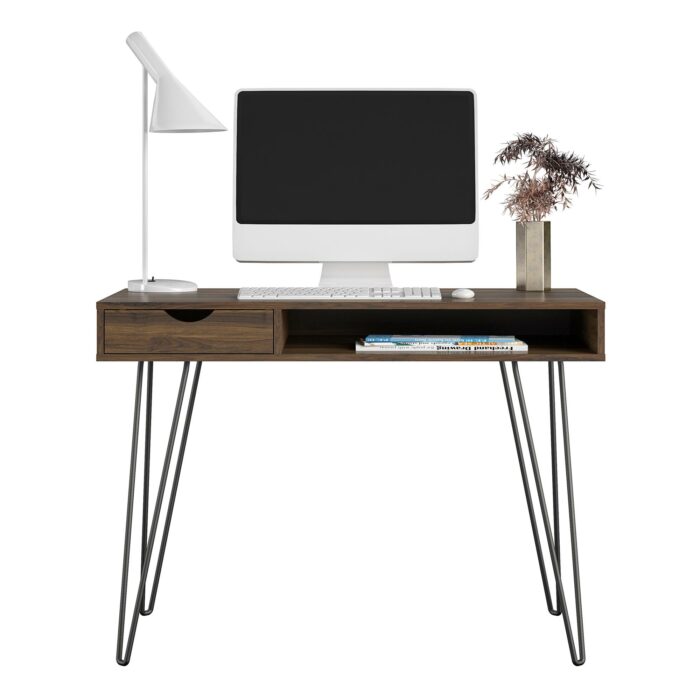 Novogratz Concord Desk with Storage in Brown Oak/Natural/Walnut-22787