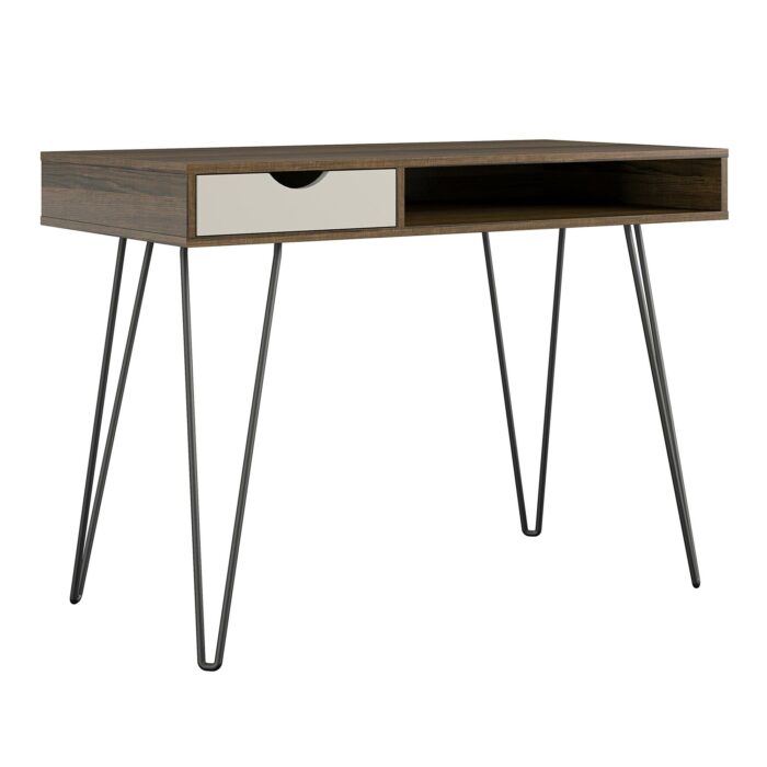Novogratz Concord Desk with Storage in Brown Oak/Natural/Walnut-0