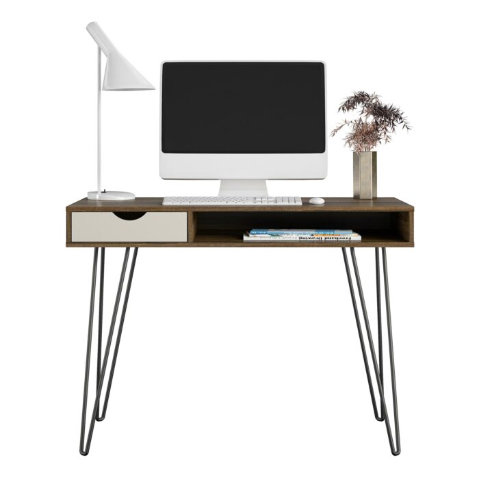 Novogratz Concord Desk with Storage in Brown Oak/Natural/Walnut-22785