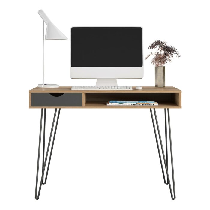 Novogratz Concord Desk with Storage in Brown Oak/Natural/Walnut-22786