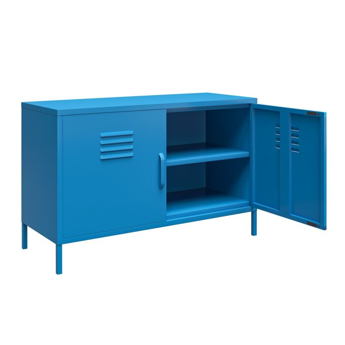 Novogratz Cache 2 Door Metal Locker Accent Cabinet in Blue/Mint/Orange/Yellow-22724