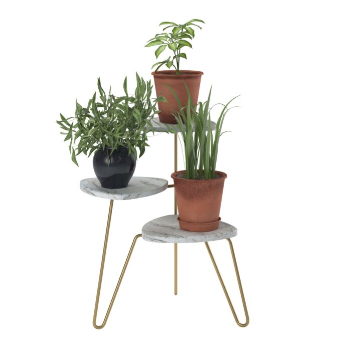 Novogratz Athena Plant Stand Black/White marble-22711