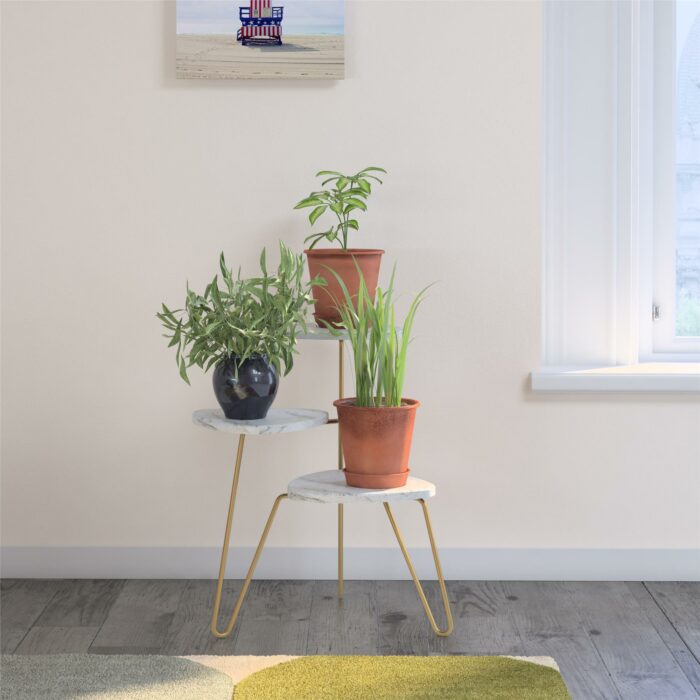 Novogratz Athena Plant Stand Black/White marble-22715