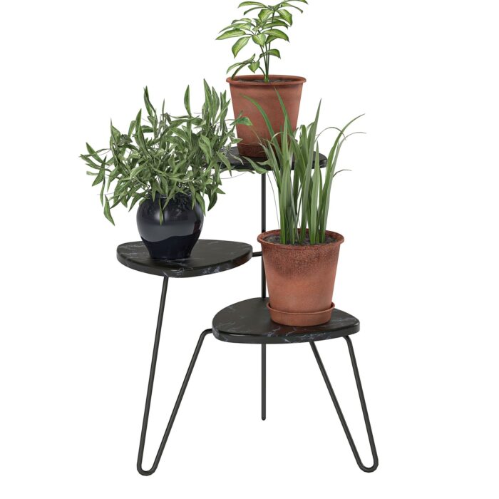 Novogratz Athena Plant Stand Black/White marble-0