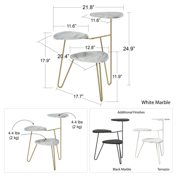 Novogratz Athena Plant Stand Black/White marble-22712