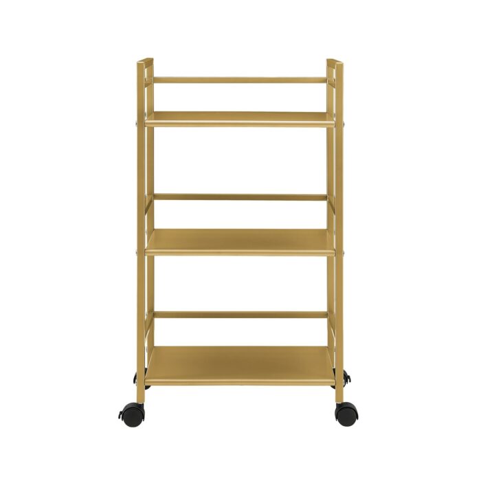 Novogratz Helix 3 Shelf Metal Rolling Utility Cart Gold-22790