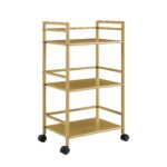 Novogratz Helix 3 Shelf Metal Rolling Utility Cart Gold-22789
