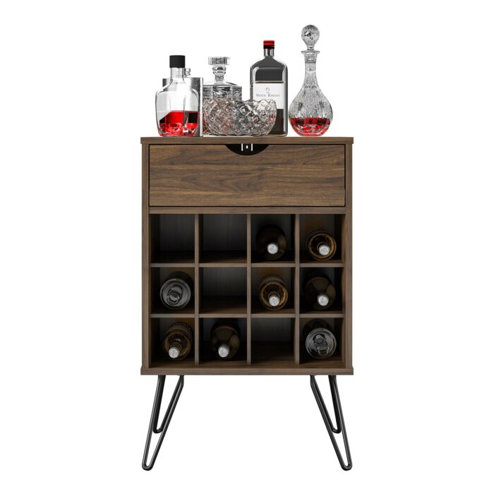 Novogratz Concord Beverage Storage Stand in Brown Oak/Natural/Walnut -22778
