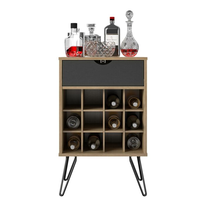 Novogratz Concord Beverage Storage Stand in Brown Oak/Natural/Walnut -22772