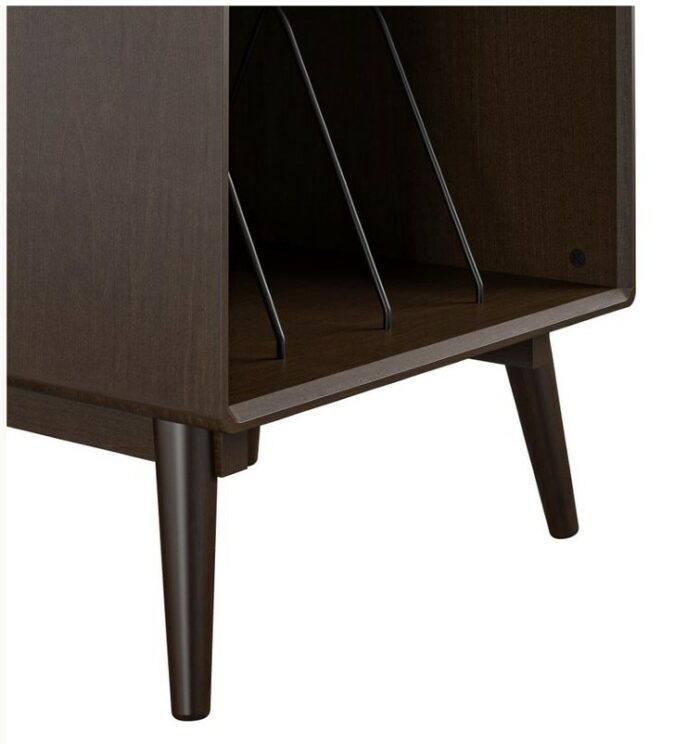 Novogratz Brittany Retro Walnut Wood Veneer Turntable Stand with Drawer-22647