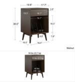Novogratz Brittany Retro Walnut Wood Veneer Turntable Stand with Drawer-22651