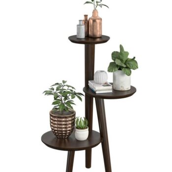 Novogratz Brittany Retro Plant Stand in Walnut wood veneer-0