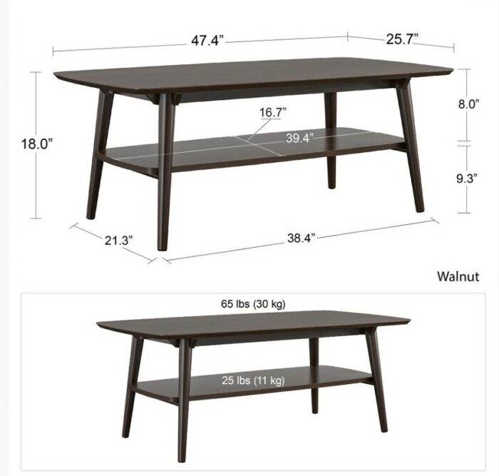 Novogratz Brittany Coffee Table walnut finish on wood veneer -22669