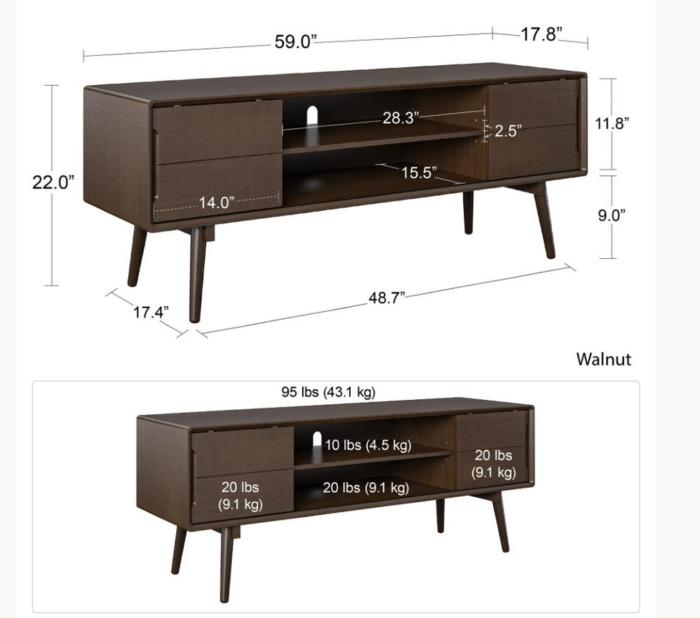 Novogratz Brittany TV Stand 55” Walnut Veneer-22681