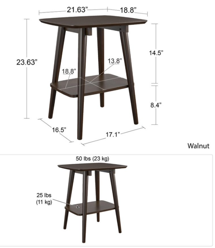 Novogratz Brittany End Table walnut finish on wood veneer-22683