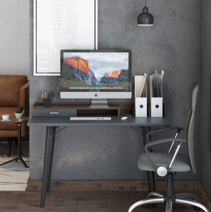 Alphason Memphis Desk walnut & charcoal grey finish-22691