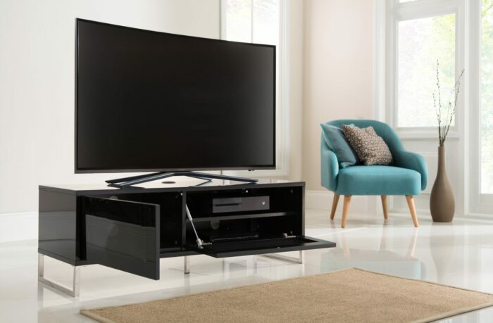 Alphason Helium Floor Standing or Wall Mounted TV Unit in Black White or Oak & White-23206