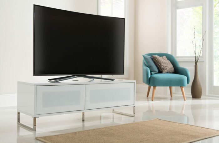 Alphason Helium Floor Standing or Wall Mounted TV Unit in Black White or Oak & White-23207