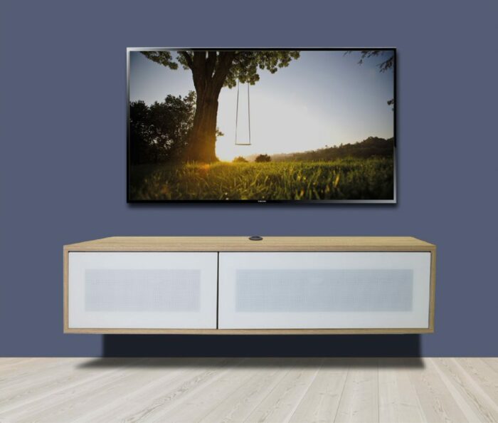 Alphason Helium Floor Standing or Wall Mounted TV Unit in Black White or Oak & White-23200