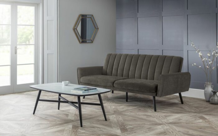 Julian Bowen Afina Sofa Bed in Grey Velvet-24345