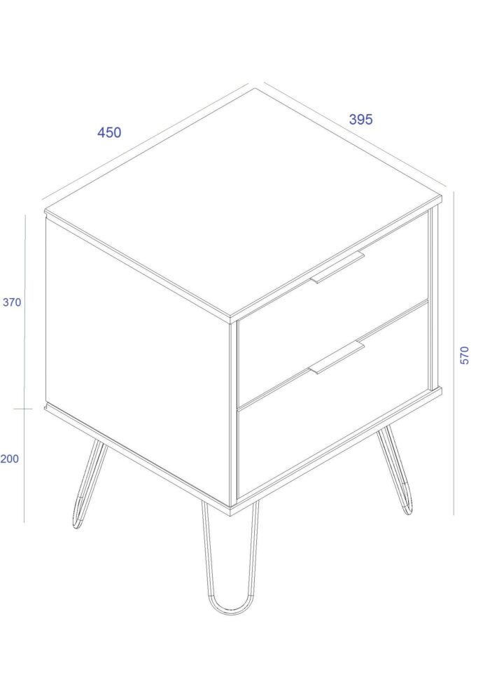Core Augusta 2 drawer bedside cabinet in driftwood and calico effect-23685