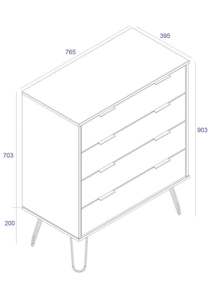 Core Augusta 4 drawer chest of drawers in antique waxed pine-23642