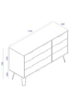Core Augusta 3+3 drawer wide chest of drawers in antique waxed pine-23652