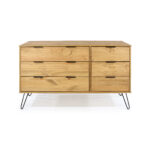 Core Augusta 3+3 drawer wide chest of drawers in antique waxed pine-23656