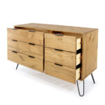 Core Augusta 3+3 drawer wide chest of drawers in antique waxed pine-23654