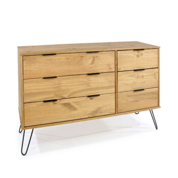 Core Augusta 3+3 drawer wide chest of drawers in antique waxed pine-0