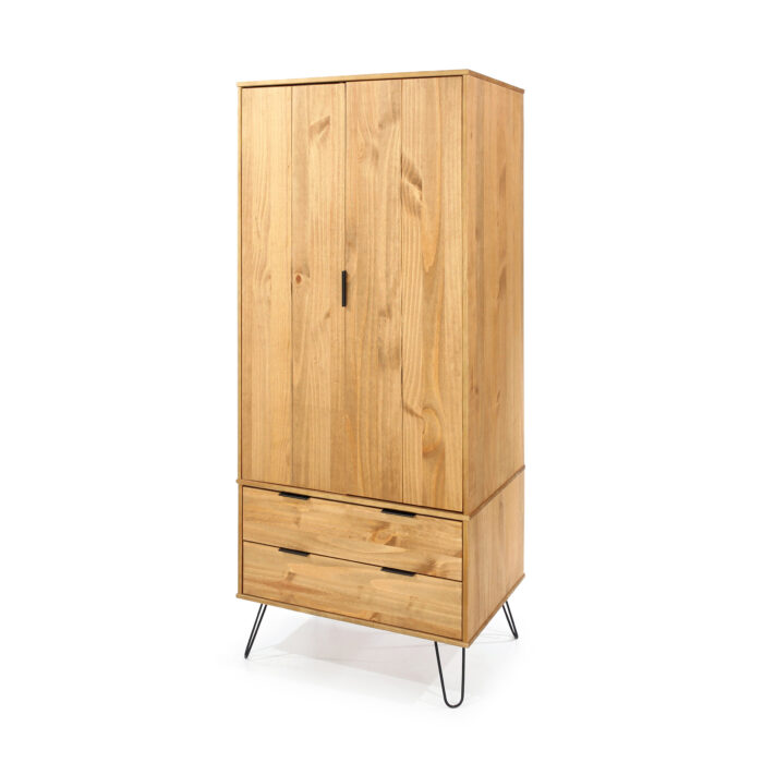 Core Augusta 2 door, 2 drawer wardrobe in antique waxed pine-23659