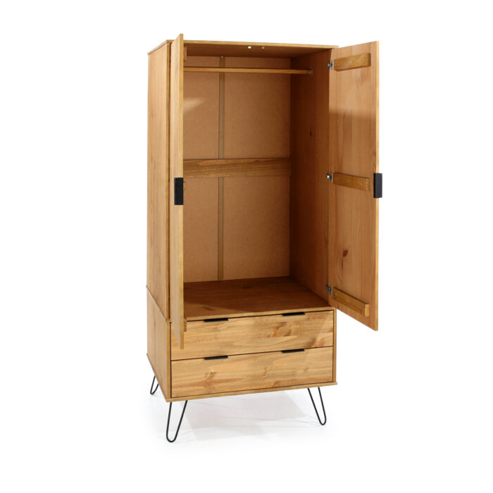 Core Augusta 2 door, 2 drawer wardrobe in antique waxed pine-23662