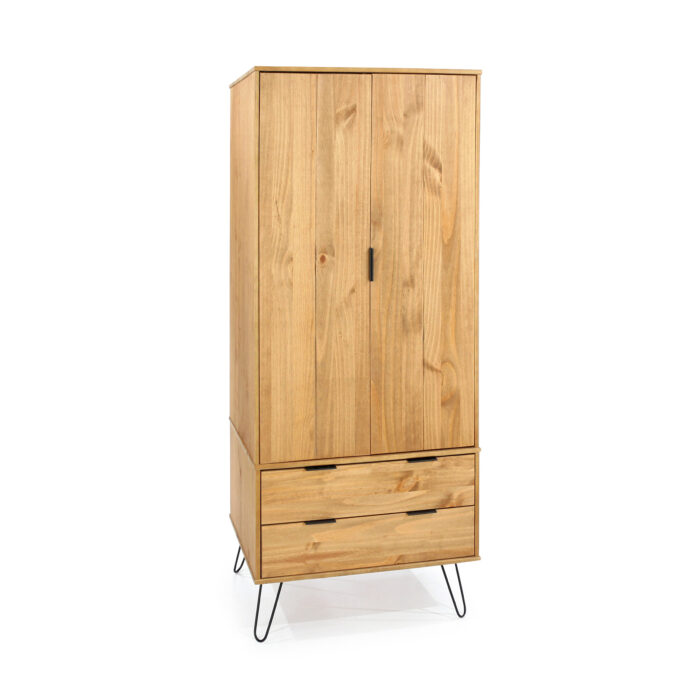 Core Augusta 2 door, 2 drawer wardrobe in antique waxed pine-0