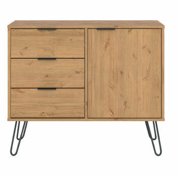 Core Augusta small sideboard with 1 door, 3 drawers in antique waxed pine-0