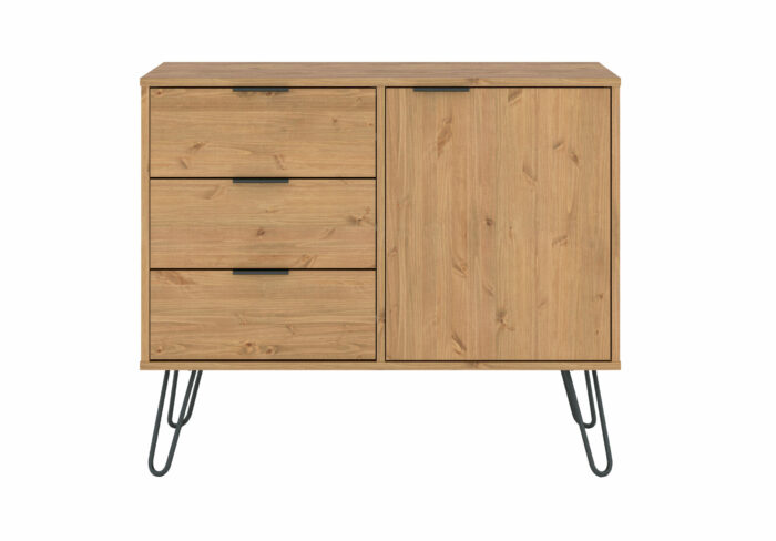 Core Augusta small sideboard with 1 door, 3 drawers in antique waxed pine-0