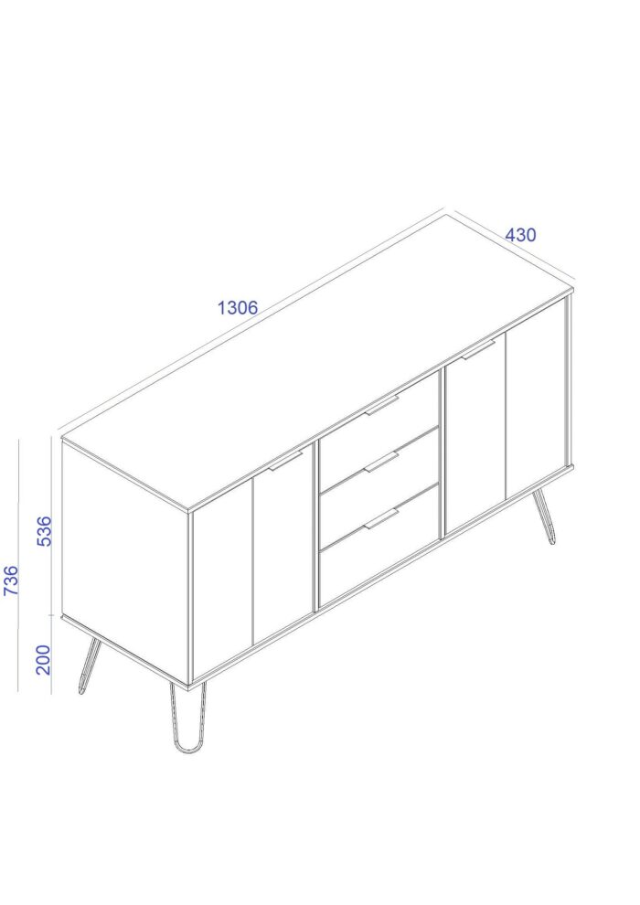 Core Augusta medium sideboard with 2 doors, 3 drawers in grey-23846