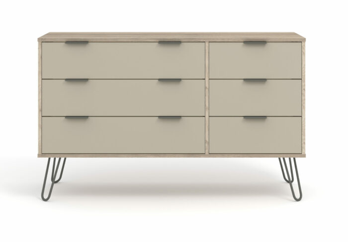 Core Augusta 3+3 drawer wide chest of drawers in driftwood and calico effect -23713