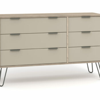Core Augusta 3+3 drawer wide chest of drawers in driftwood and calico effect -0