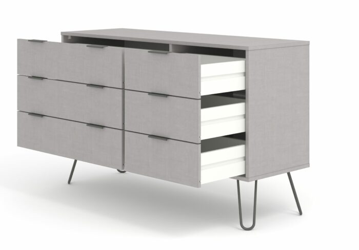 Core Augusta 3+3 drawer wide chest of drawers in grey-23801