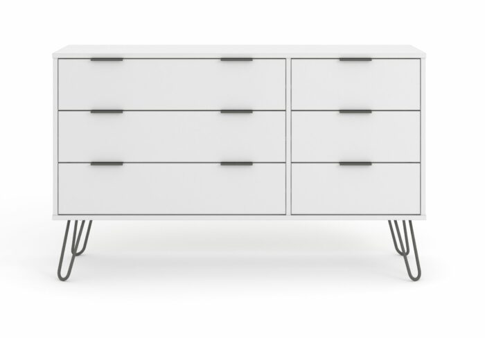 Core Augusta 3+3 drawer wide chest of drawers in white-23907