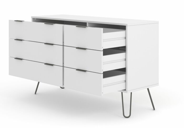 Core Augusta 3+3 drawer wide chest of drawers in white-23909
