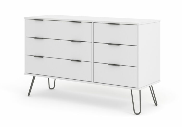 Core Augusta 3+3 drawer wide chest of drawers in white-23908