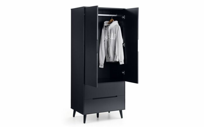 Julian Bowen Alicia 2 Door Retro Wardrobe in anthracite-24396